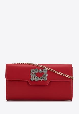 Women's decorative buckle clutch bag on chain, red, 98-4Y-026-3, Photo 1