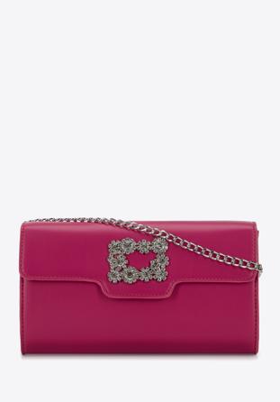 Women's decorative buckle clutch bag on chain, pink, 98-4Y-026-P, Photo 1