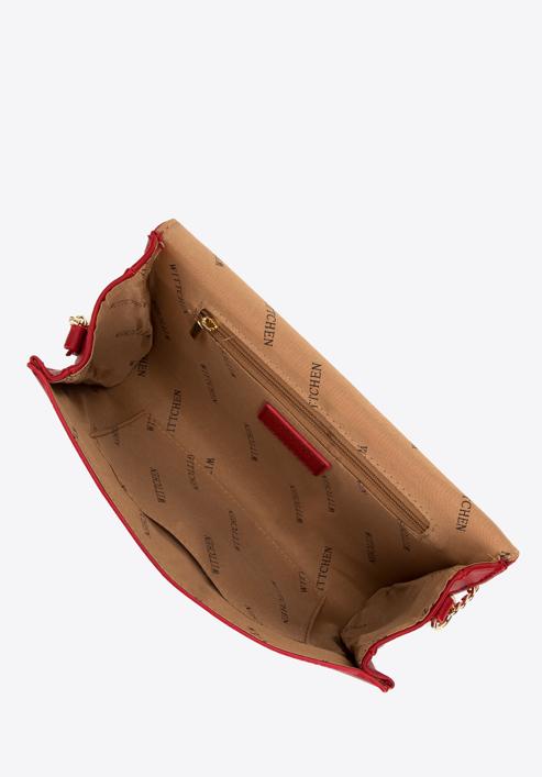 Damska torebka z gładkiej ekoskóry z klamrą z kryształkami, czerwony, 98-4Y-026-PP, Zdjęcie 3