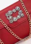 Women's decorative buckle clutch bag on chain, red, 98-4Y-026-3, Photo 4