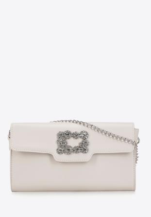 Women's decorative buckle clutch bag on chain, cream, 98-4Y-017-0, Photo 1