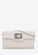 Women's decorative buckle clutch bag on chain, cream, 98-4Y-017-9, Photo 1