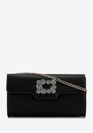 Damska torebka z klamrą z kryształkami czarna