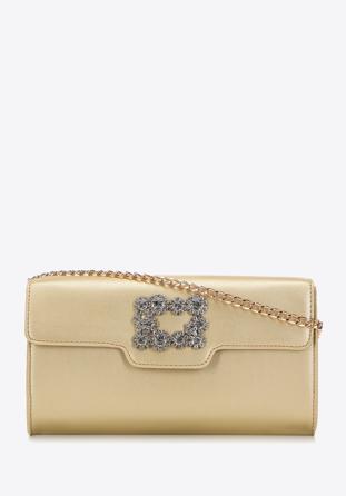 Women's decorative buckle clutch bag on chain, gold, 98-4Y-017-G, Photo 1