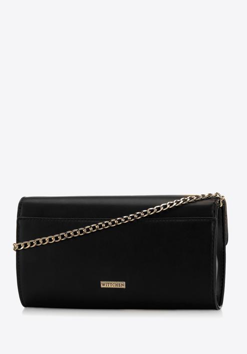 Women's decorative buckle clutch bag on chain, black, 98-4Y-017-P, Photo 2