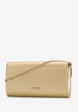 Women's decorative buckle clutch bag on chain, gold, 98-4Y-017-G, Photo 1
