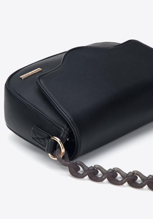 Damska torebka z łańcuszkiem z tworzywa, czarny, 95-4Y-408-3, Zdjęcie 5