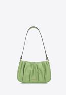Women's ruched faux leather handbag, green, 95-4Y-758-Z, Photo 2