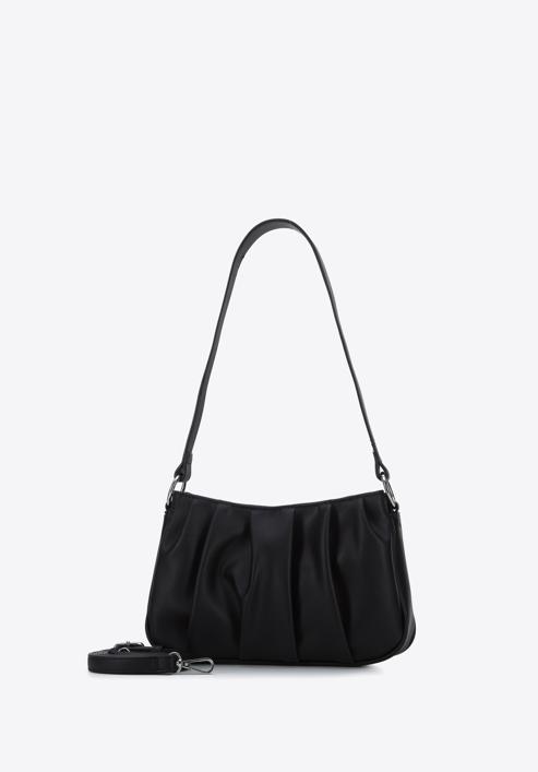 Women's ruched faux leather handbag, black, 95-4Y-758-N, Photo 3