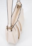 Women's ruched faux leather handbag, cream, 95-4Y-758-Z, Photo 5