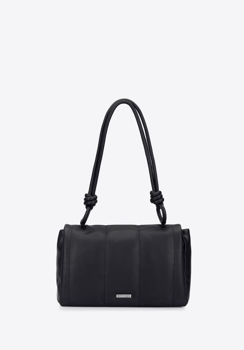 Faux leather flap bag with knot details, black, 95-4Y-424-3, Photo 2