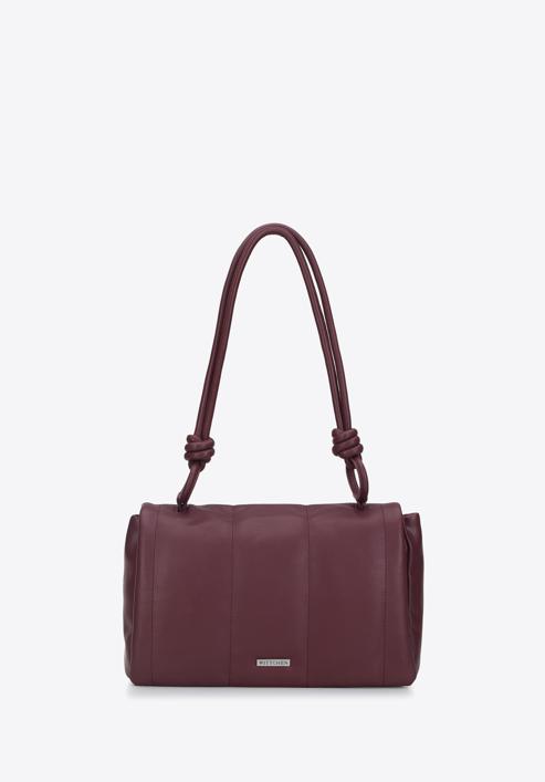 Faux leather flap bag with knot details, burgundy, 95-4Y-424-1, Photo 2