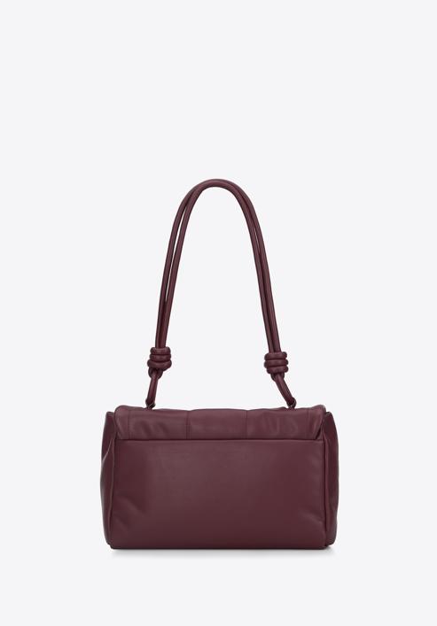 Faux leather flap bag with knot details, burgundy, 95-4Y-424-1, Photo 3