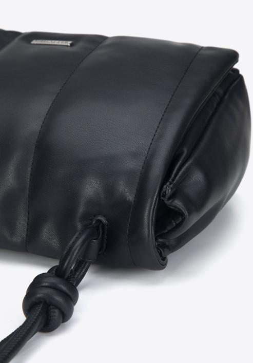 Faux leather flap bag with knot details, black, 95-4Y-424-3, Photo 5