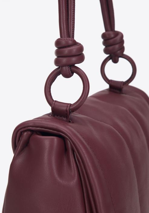 Faux leather flap bag with knot details, burgundy, 95-4Y-424-3, Photo 5