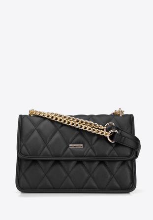 Quilted faux leather flap bag, black, 96-4Y-213-1, Photo 1