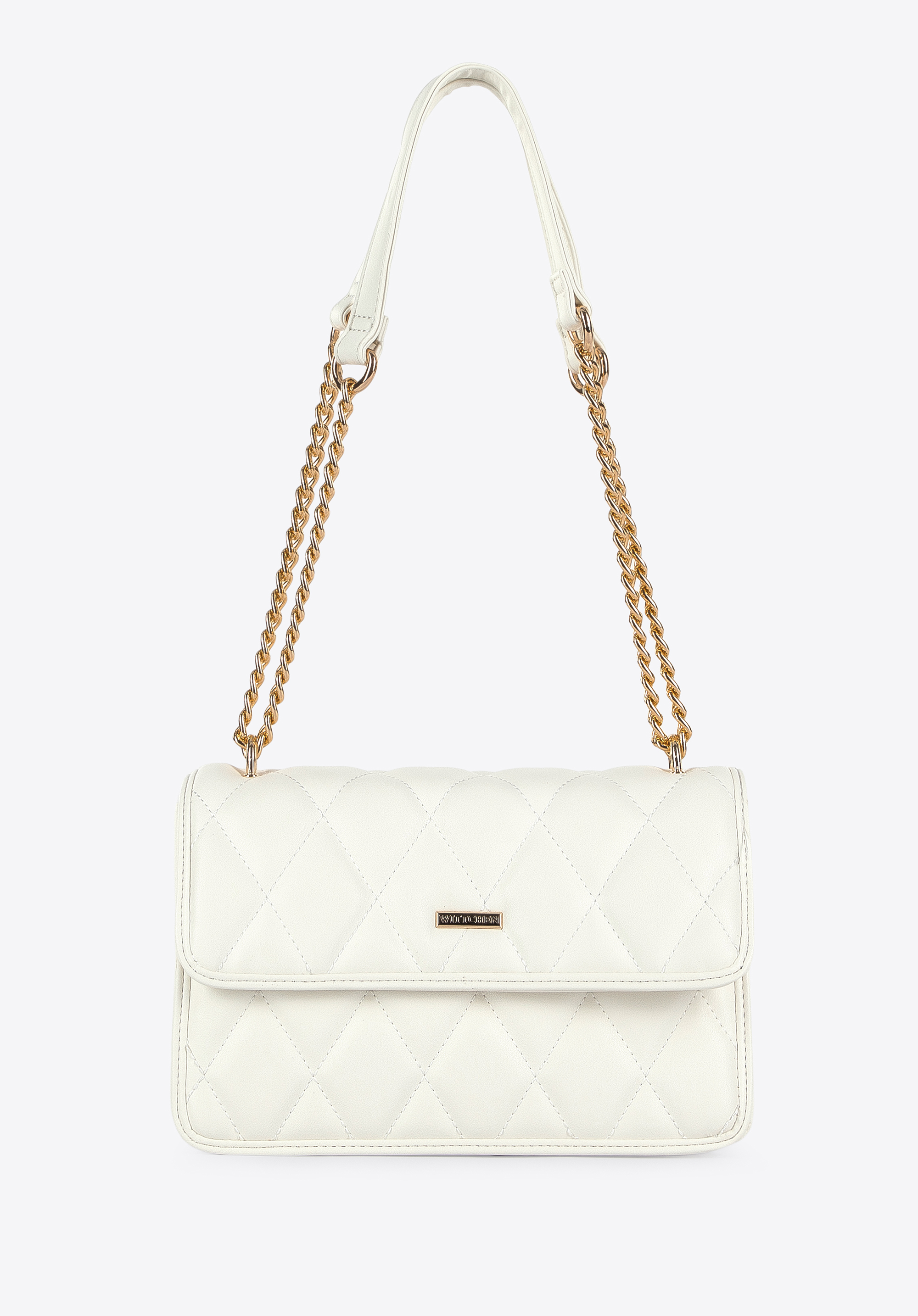 Quilted faux leather flap bag, cream, 96-4Y-213-0, Photo 1