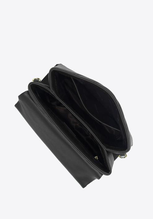Damska torebka z pikowanej skóry na łańcuchu trapezowa, czarny, 95-4E-614-4, Zdjęcie 3
