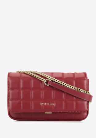 Leather quilted flap bag, burgundy, 95-4E-653-3, Photo 1