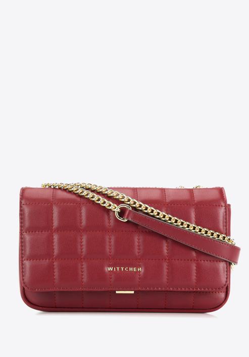 Leather quilted flap bag, burgundy, 95-4E-653-V, Photo 1
