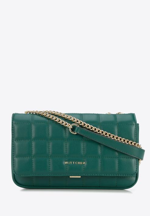 Leather quilted flap bag, green, 95-4E-653-V, Photo 1