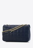 Leather quilted flap bag, navy blue, 95-4E-653-3, Photo 2