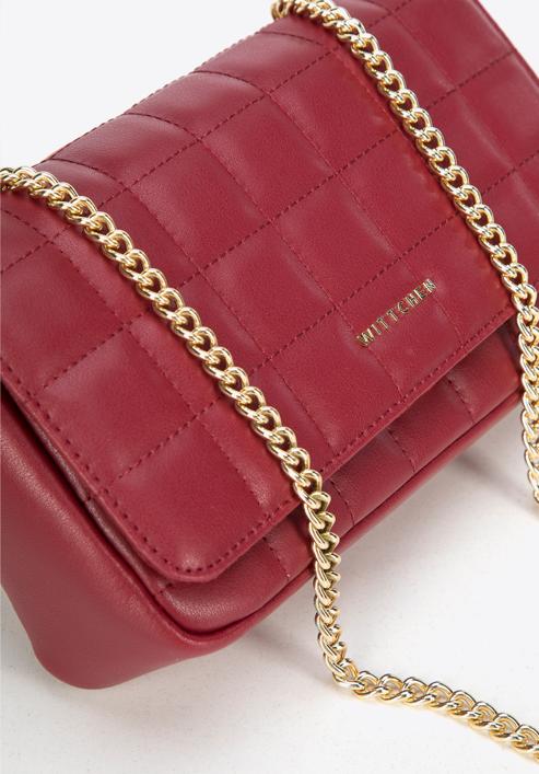 Leather quilted flap bag, burgundy, 95-4E-653-3, Photo 4