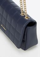 Leather quilted flap bag, navy blue, 95-4E-653-3, Photo 4