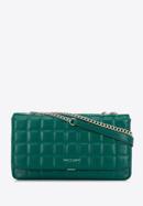 Large leather quilted flap bag, green, 95-4E-654-P, Photo 1
