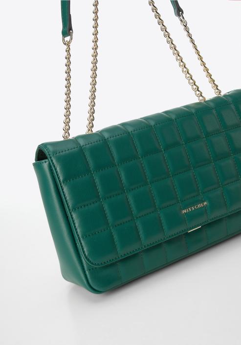 Large leather quilted flap bag, green, 95-4E-654-P, Photo 4