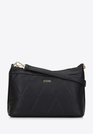 Women's handbag with quilted front, black, 97-4Y-242-1, Photo 1