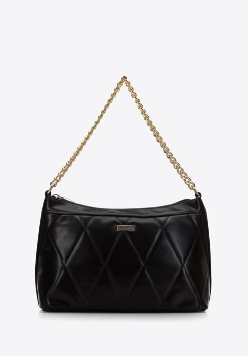 Quilted faux leather chain handbag, black-gold, 97-4Y-241-1S, Photo 1