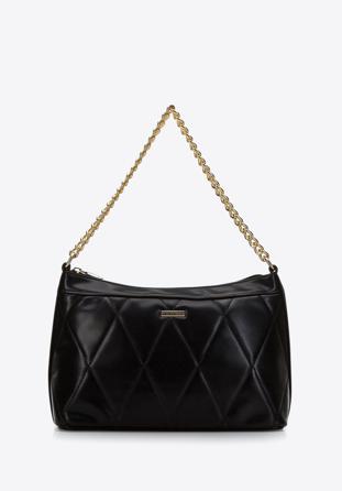 Quilted faux leather chain handbag, black-gold, 97-4Y-241-1G, Photo 1