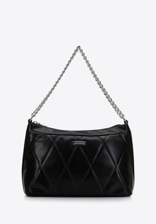 Quilted faux leather chain handbag, black-silver, 97-4Y-241-1S, Photo 1