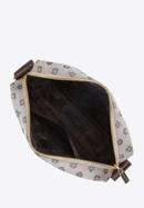 Damska torebka żakardowa z opaskami ze skóry pozioma, beżowy, 95-4-902-8, Zdjęcie 3