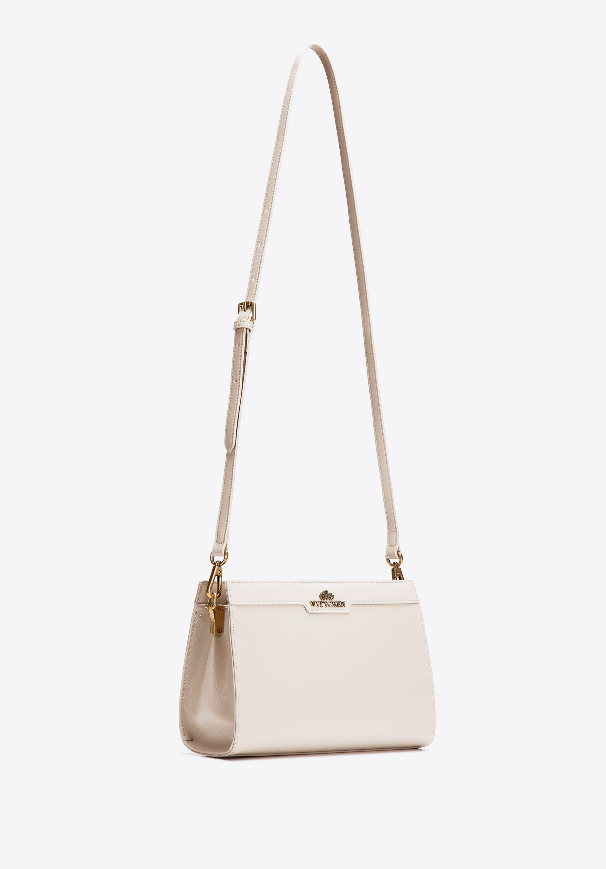 Damska torebka ze skóry naturalnej na ramię, kremowy, 102-4E-615-0, Zdjęcie 1