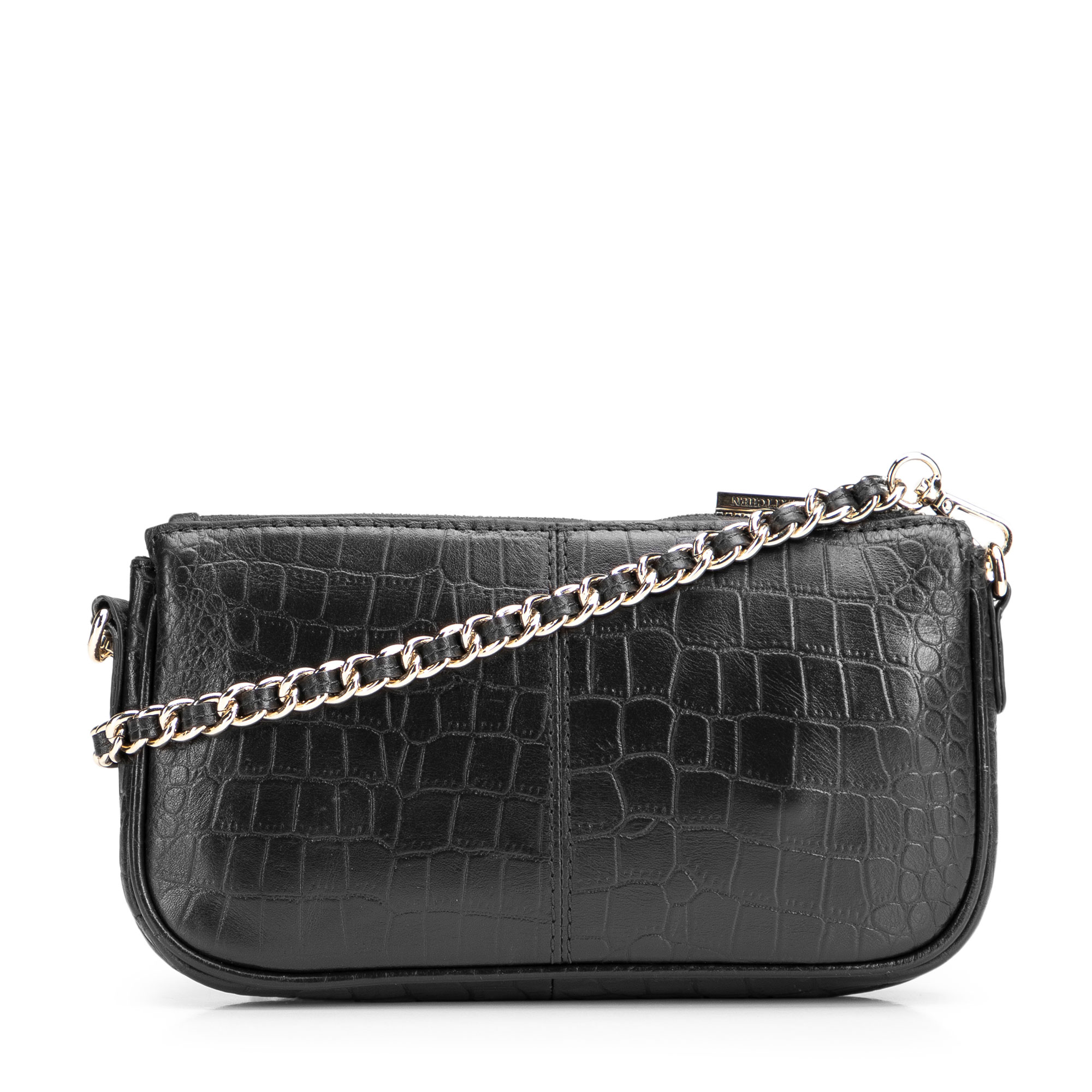 Čierna dámska crossbody kabelka z prírodnej kože s reliéfnou štruktúrou a puzdrom 29-4E-011-10, Vyberte variant čierna
