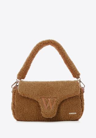 Teddy faux fur shoulder bag, brown, 97-4Y-249-4, Photo 1