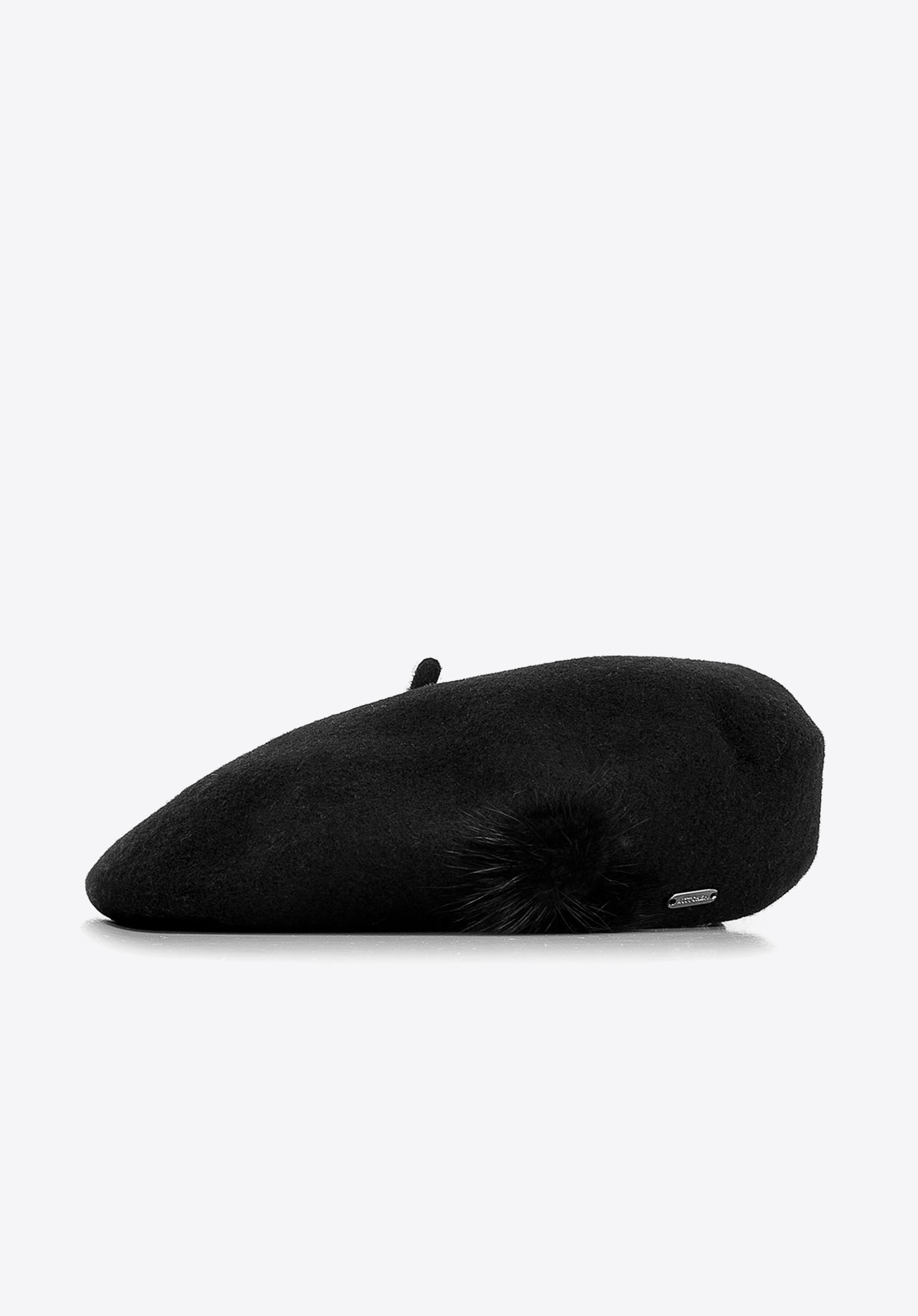 Damski beret wełniany z pomponami