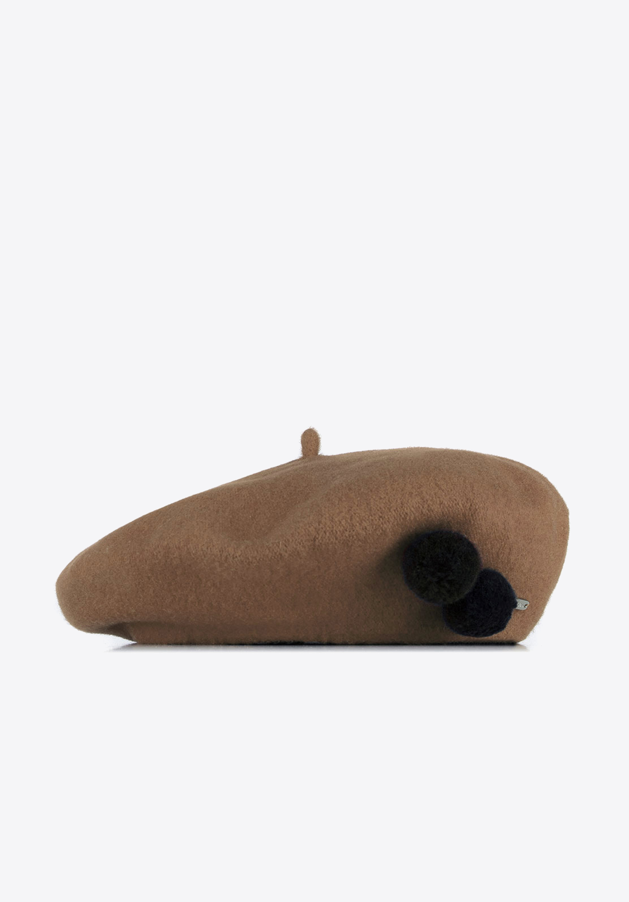Damski beret wełniany z pomponami