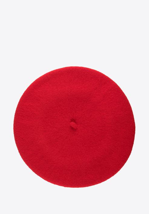 Damski beret wełniany z pomponami, czerwony, 91-HF-101-2, Zdjęcie 2