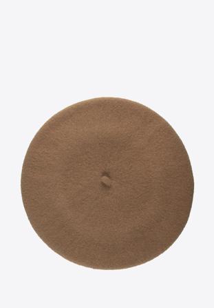 Damski beret wełniany z pomponami, brązowy, 91-HF-101-5, Zdjęcie 1