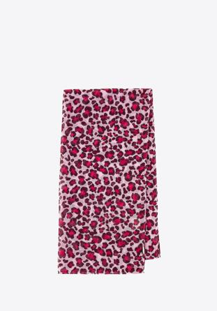 Women's scarf with a small leopard print, pink-burgundy, 98-7D-X08-X2, Photo 1