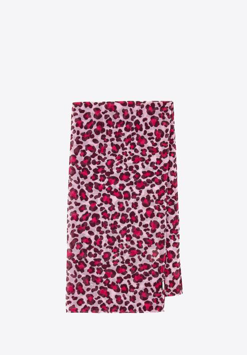 Women's scarf with a small leopard print, pink-burgundy, 98-7D-X08-X3, Photo 1