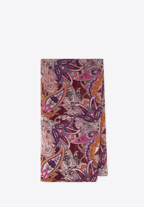 Women's delicate oriental-patterned scarf, burgundy-pink, 98-7D-X08-X4, Photo 1