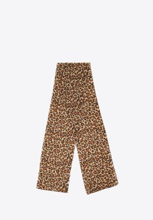 Women's scarf with a small leopard print, beige-brown, 98-7D-X08-X1, Photo 1