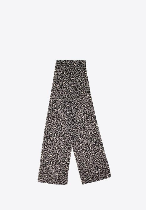 Women's scarf with a small leopard print, grey-black, 98-7D-X08-X2, Photo 2