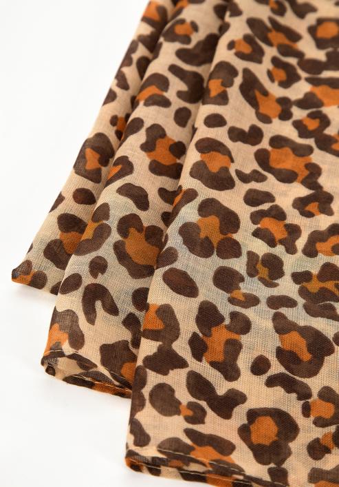 Women's scarf with a small leopard print, beige-brown, 98-7D-X08-X1, Photo 3