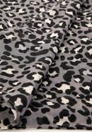 Women's scarf with a small leopard print, grey-black, 98-7D-X08-X2, Photo 3