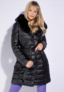 Women's quilted faux leather jacket, black, 95-9D-103-1-XL, Photo 1